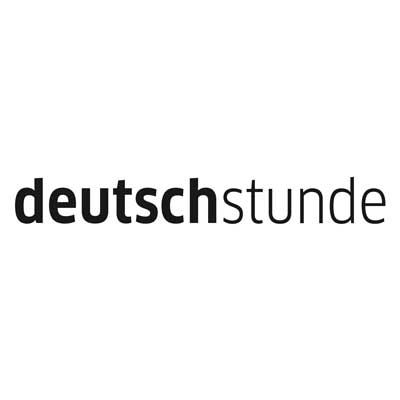 Deutschstunde Logo als mobile Variante für das Goethe Institut in München. Für den Einsatz auf Smartphones. Wortmarke schwarz auf weiß.