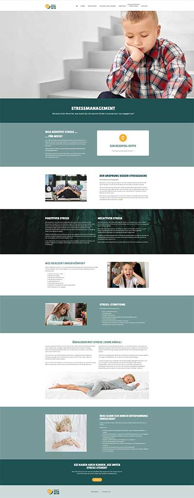 Webdesign: Kategorie Stressmanagement auf der Website für eine Entspannungspädagogin aus Baden-Baden.