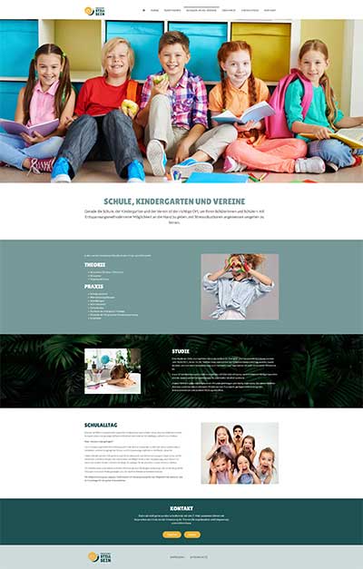 Webdesign: Kategorie Schulen, Kindergärten und Vereine auf der Website für eine Entspannungspädagogin aus Baden-Baden.