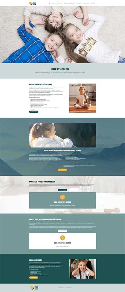 Webdesign: Kategorie Kursthemen auf der Website für eine Entspannungspädagogin aus Baden-Baden.