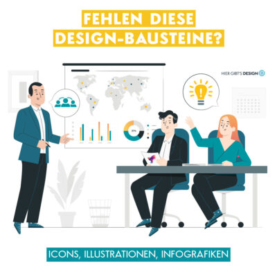 „Illustrationen und grafische Elemente als visuelle Design-Elemente für flexibles Corporate Design.