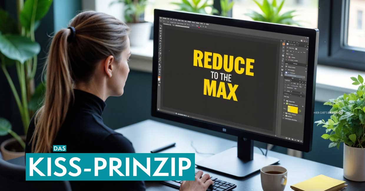 Grafikdesignerin wendet das KISS-Prinzip an: Minimalistisches Design am Computer