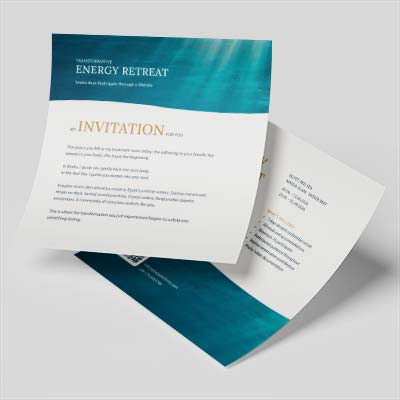 Flyer-Design als Einladung zu einem Transformative-Energy-Retreat