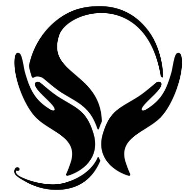 Schwarzes Signet auf weißem Hintergrund