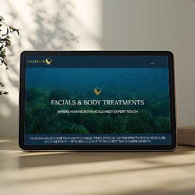 Tablet zeigt eine Website für ein einer Personal Branding Wellness-Marke